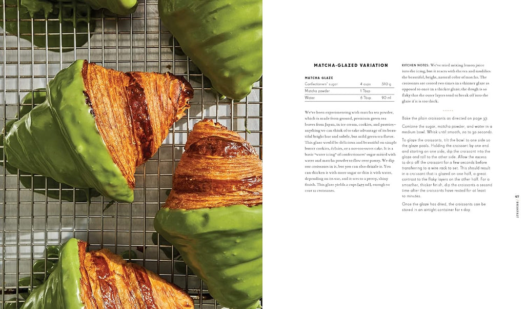 Tartine interior spread - Matcha-Glazed Croissants