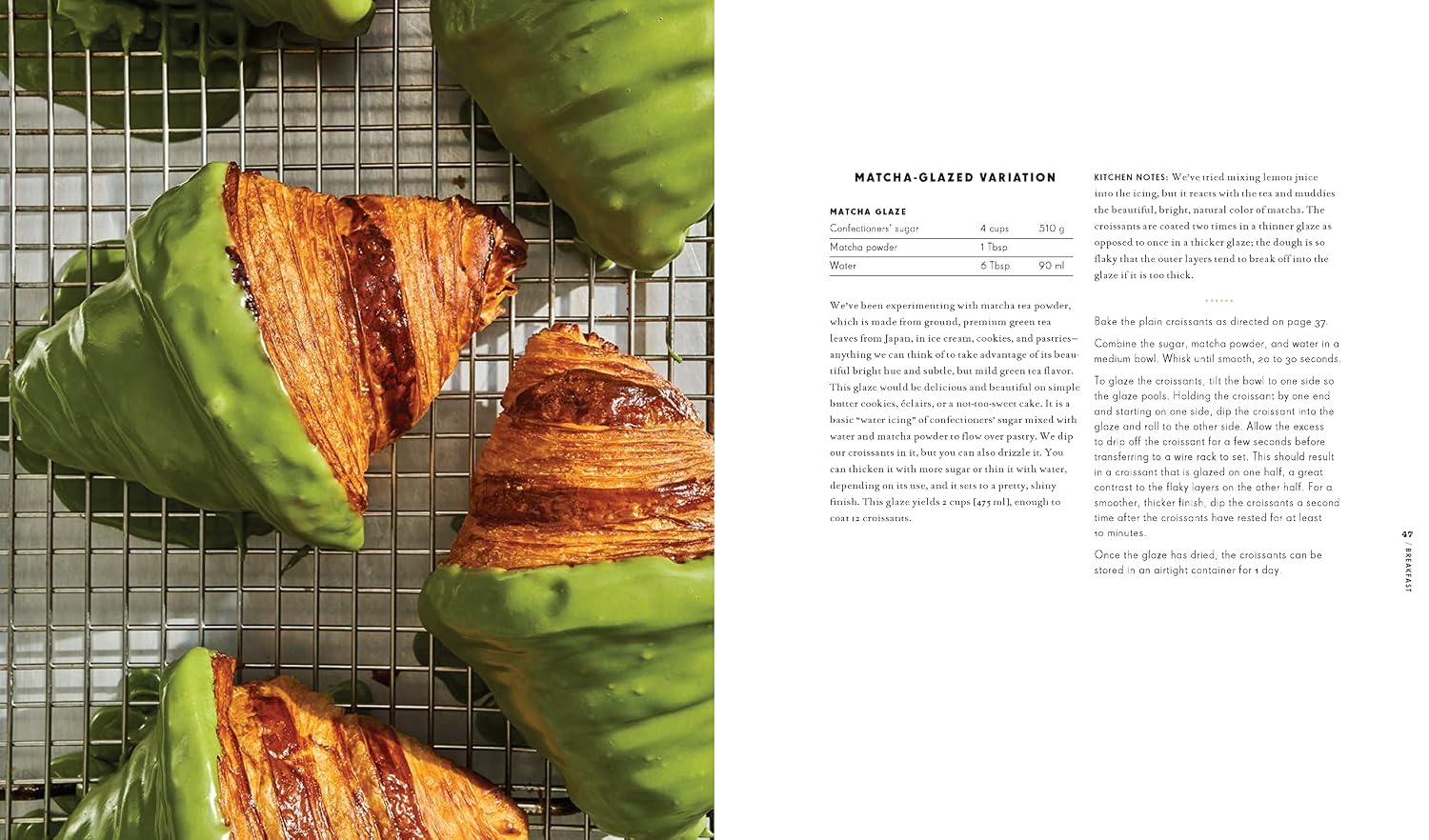 Tartine interior spread - Matcha-Glazed Croissants