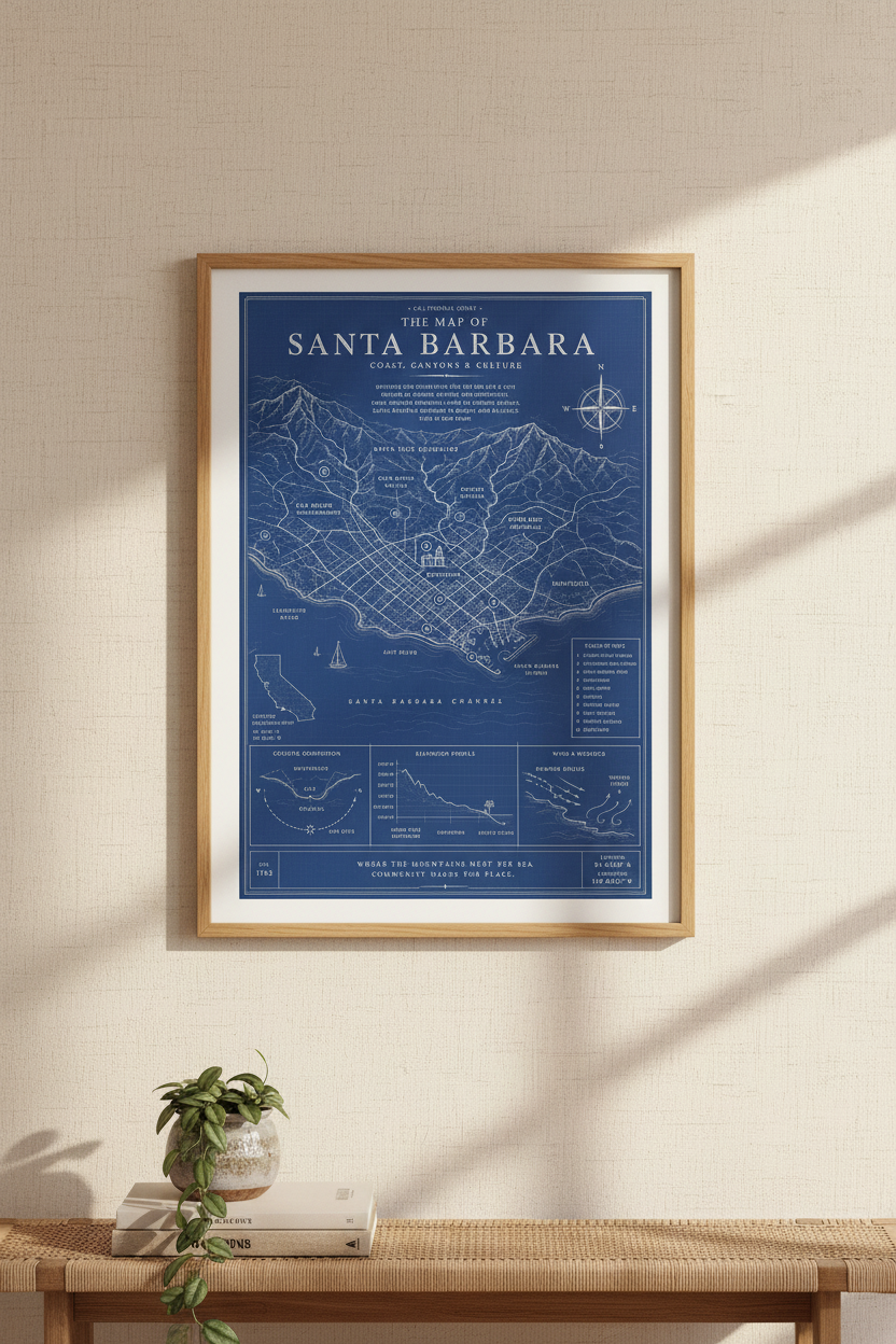 Santa Barbara Map — Framed Lifestyle Mockup